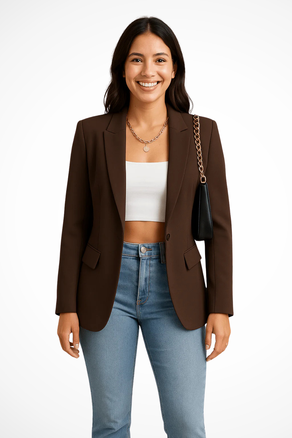 Nicolette | Women's Black Single Button Blazer - Black - Image 4