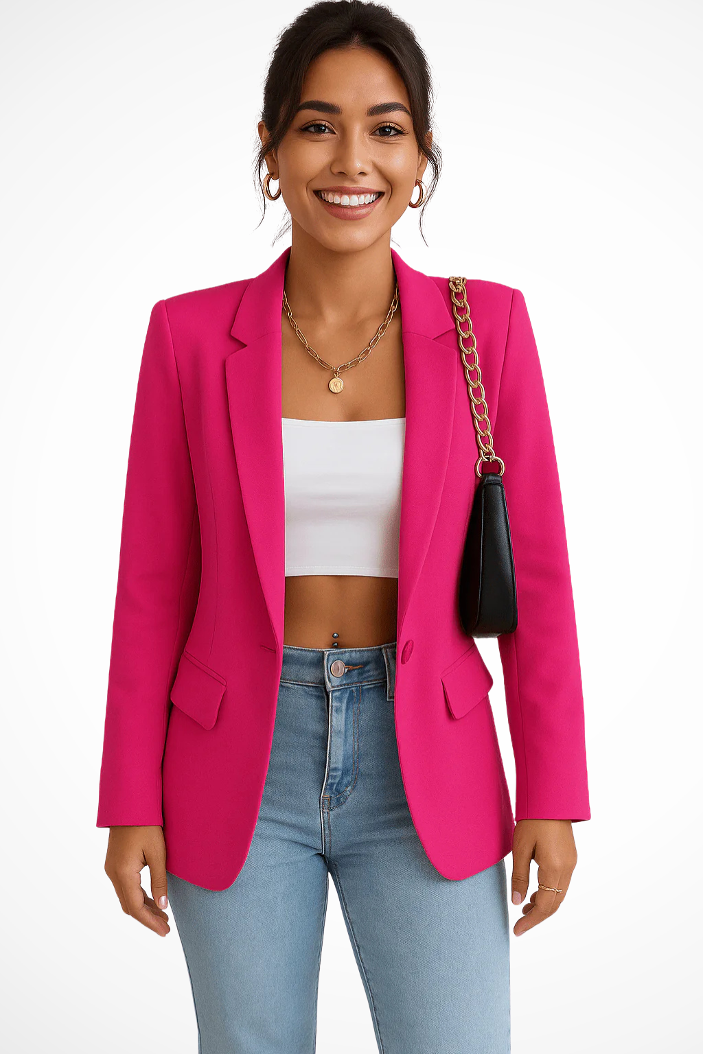 Nicolette | Women's Black Single Button Blazer - Black - Image 7