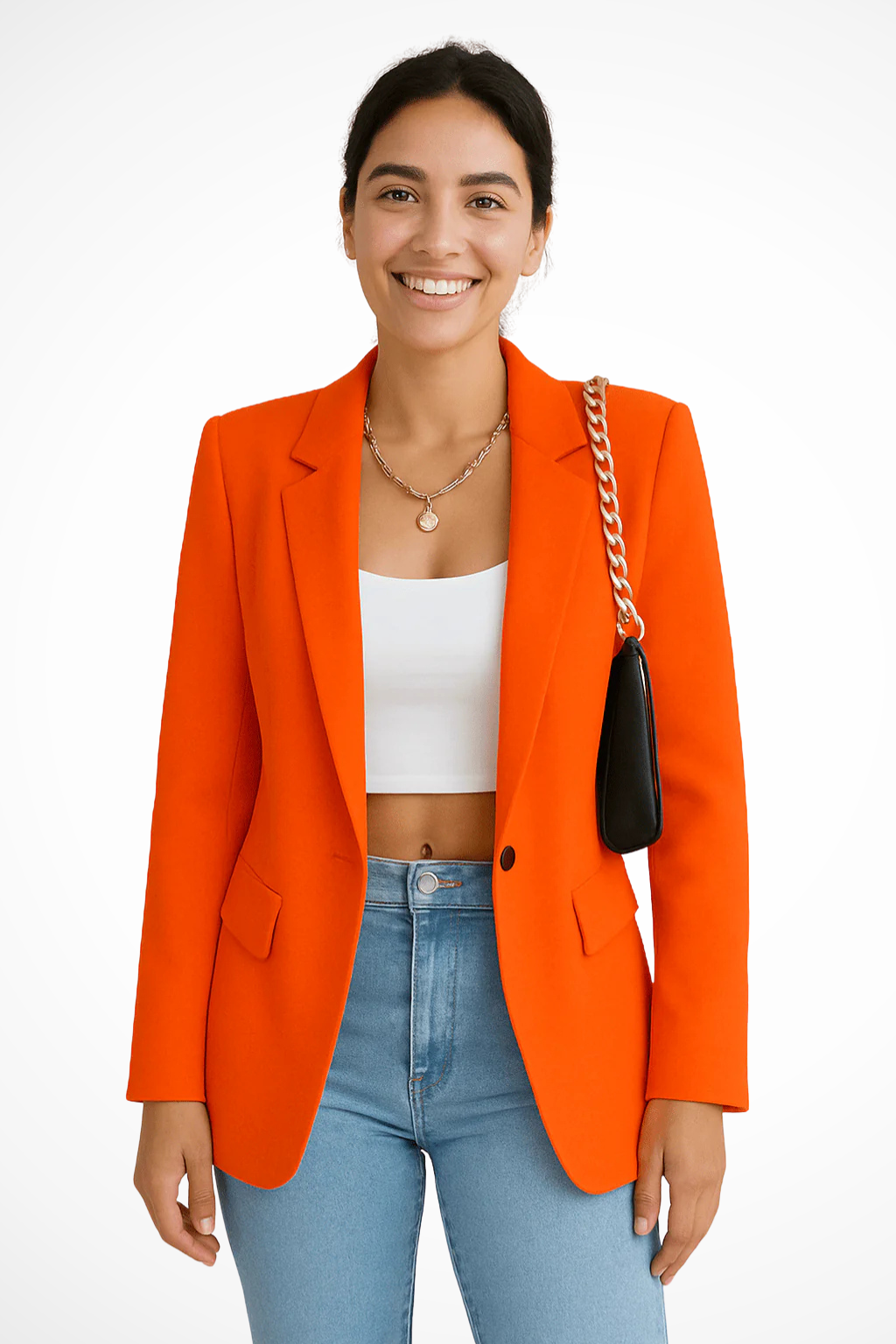 Nicolette | Women's Black Single Button Blazer - Black - Image 9