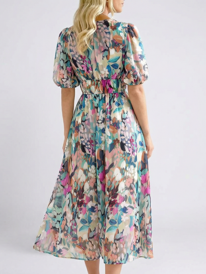 Octavia | Women's Floral V-Neck Midi Dress - Image 2