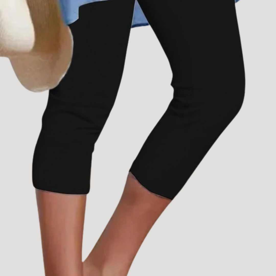 Octavia | Women's High Waisted Capri Leggings - Black - Image 1