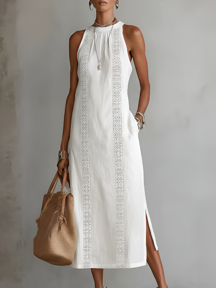 Octaviana | Women's Embroidered Sleeveless Midi Dress - White - Image 2