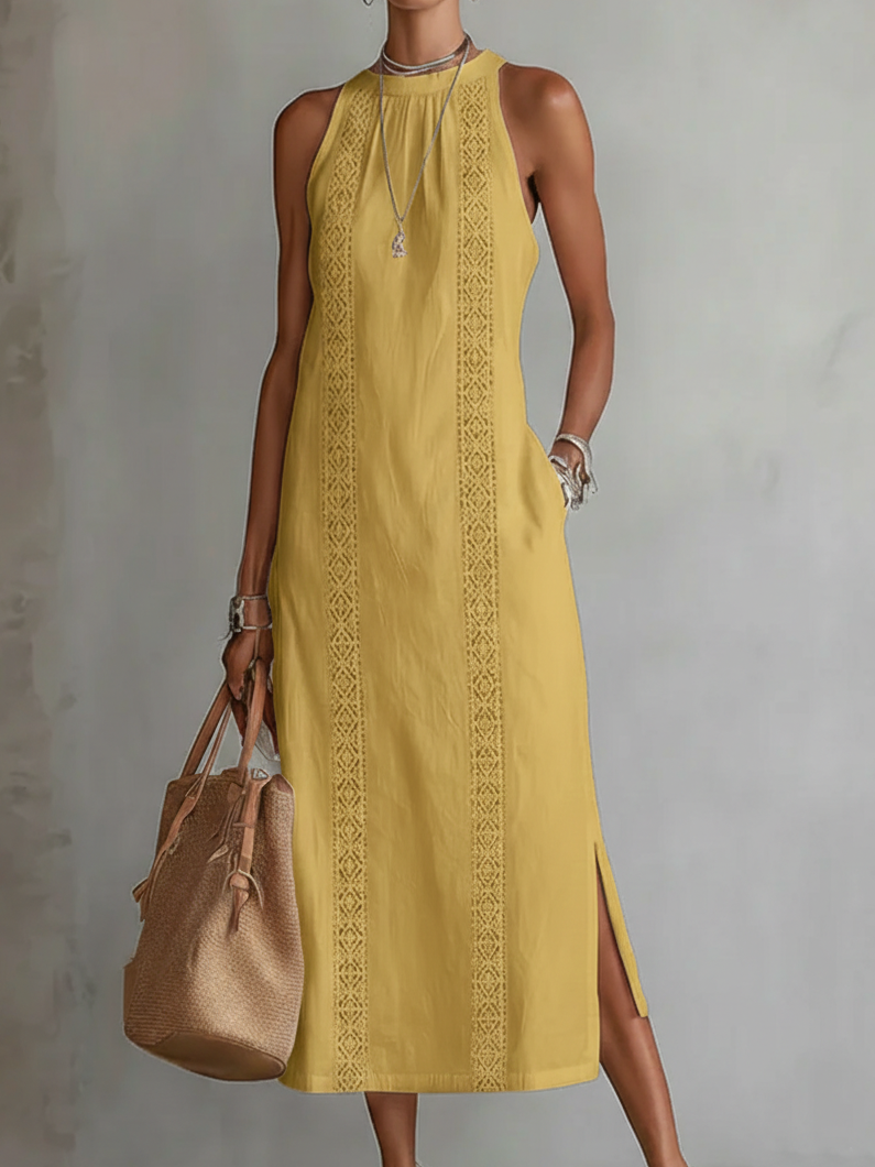Octaviana | Women's Embroidered Sleeveless Midi Dress - White - Image 7