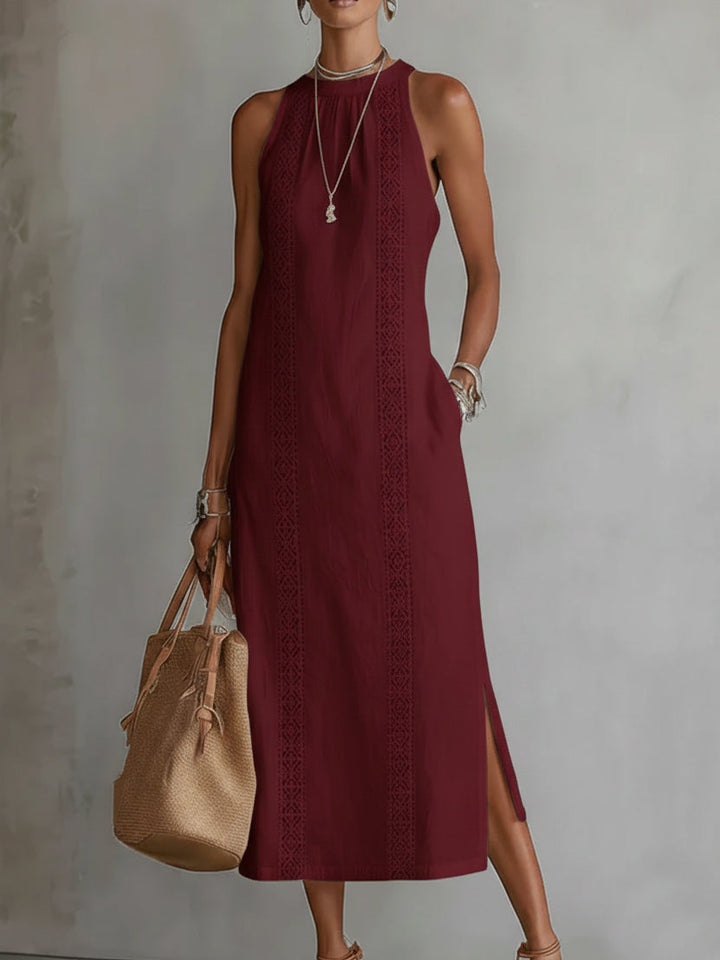Octaviana | Women's Embroidered Sleeveless Midi Dress - White - Image 8