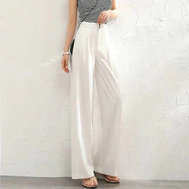 Odessa | Women's High Waisted Wide Leg Pants - White - Image 1