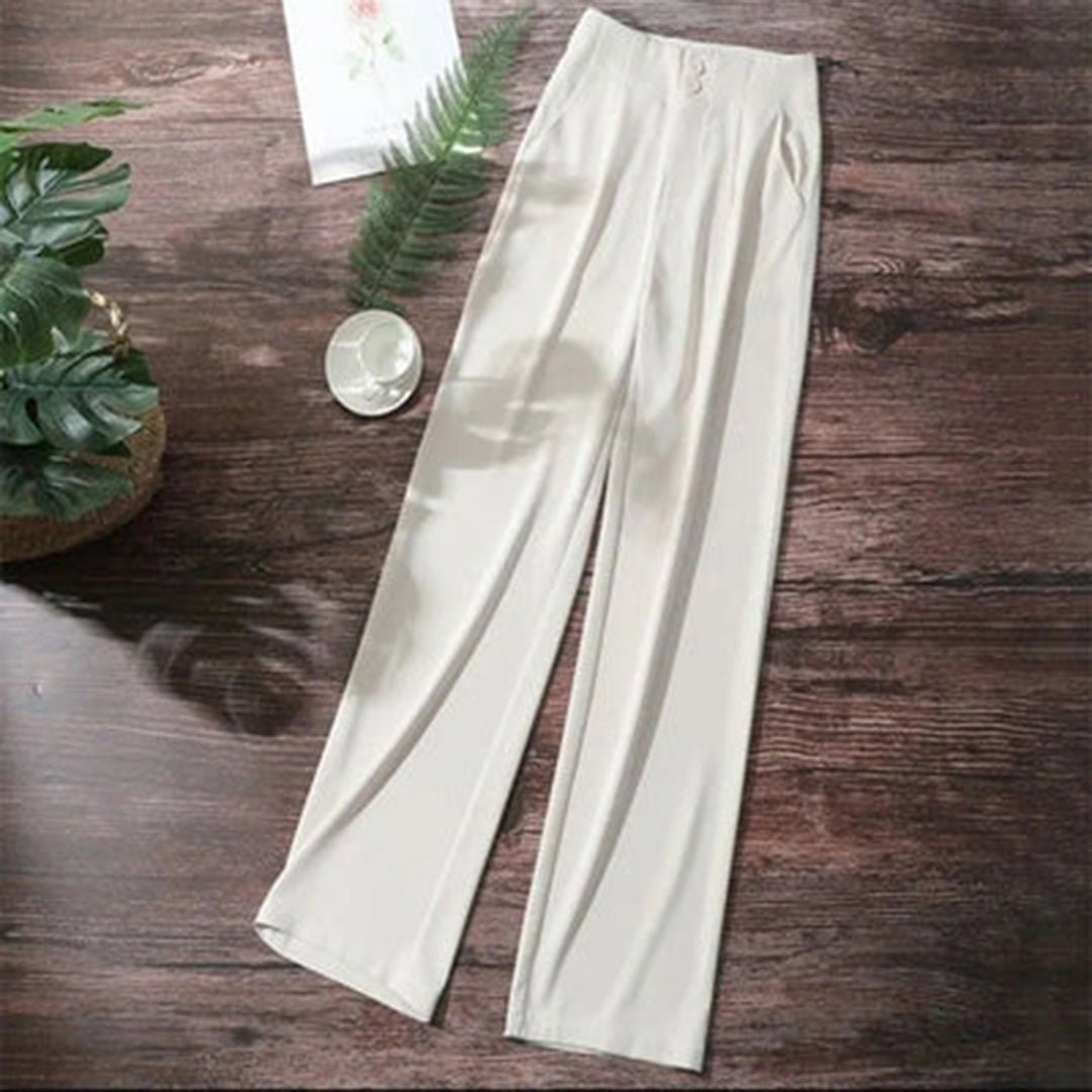 Odessa | Women's High Waisted Wide Leg Pants - White - Image 5