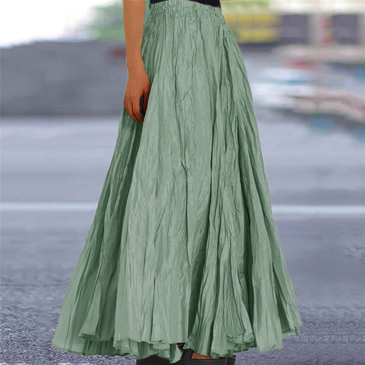 Ondine | Women's Flowy Pleated A-Line Maxi Skirt - Khaki - Image 10