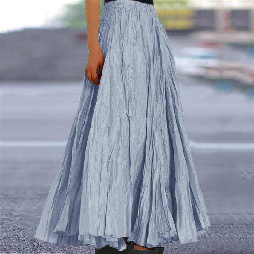 Ondine | Women's Flowy Pleated A-Line Maxi Skirt - Khaki - Image 12