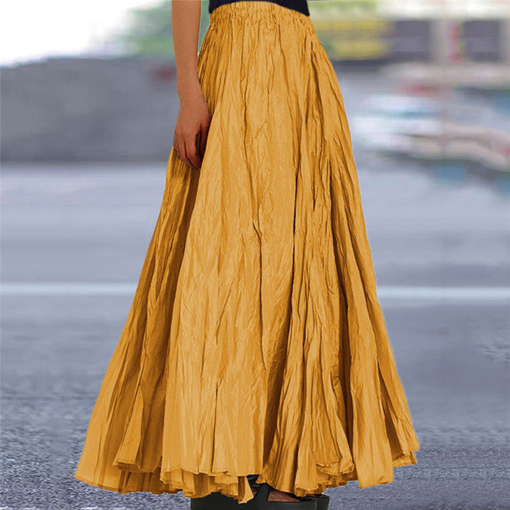 Ondine | Women's Flowy Pleated A-Line Maxi Skirt - Khaki - Image 15