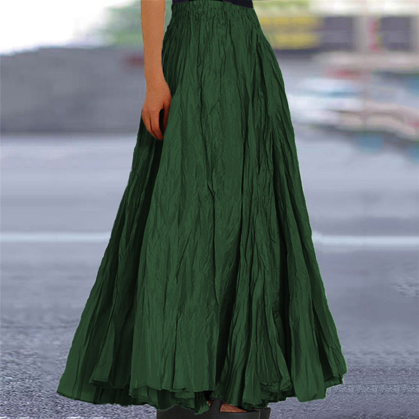 Ondine | Women's Flowy Pleated A-Line Maxi Skirt - Khaki - Image 18