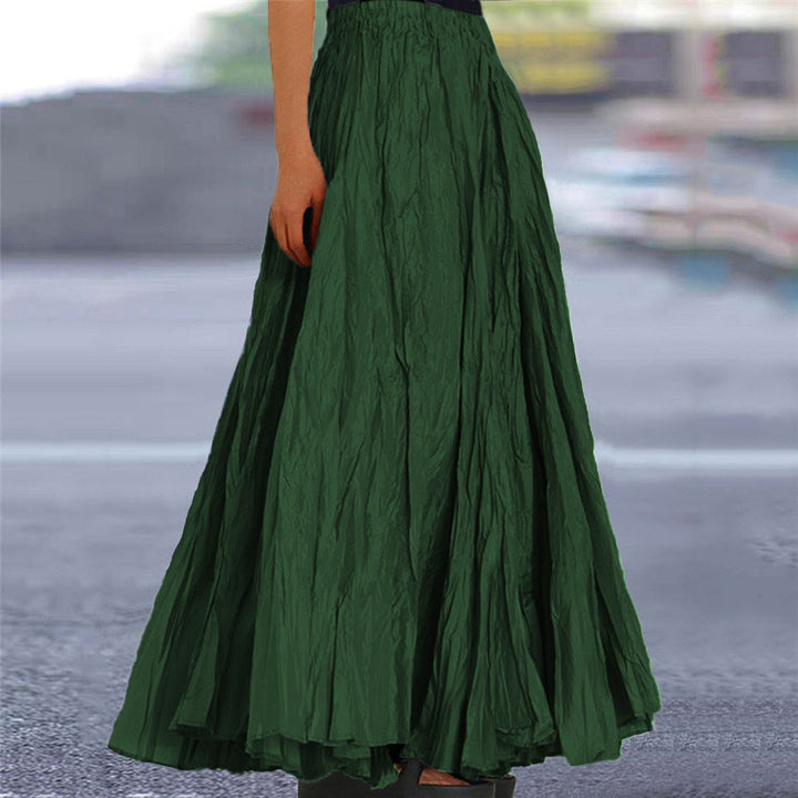 Ondine | Women's Flowy Pleated A-Line Maxi Skirt - Khaki - Image 18