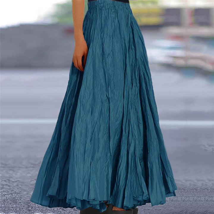 Ondine | Women's Flowy Pleated A-Line Maxi Skirt - Khaki - Image 19