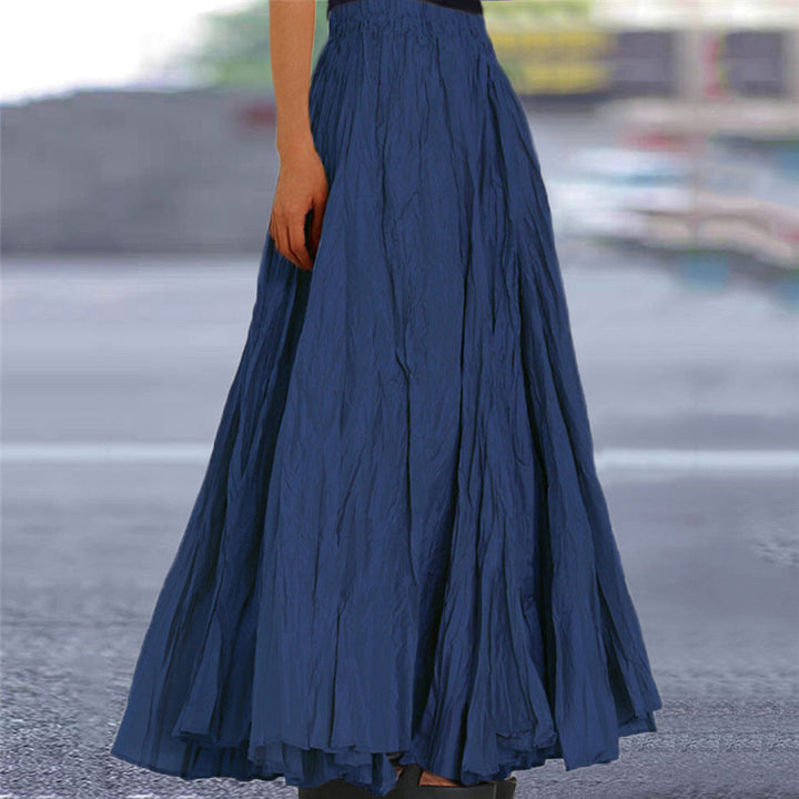 Ondine | Women's Flowy Pleated A-Line Maxi Skirt - Khaki - Image 5