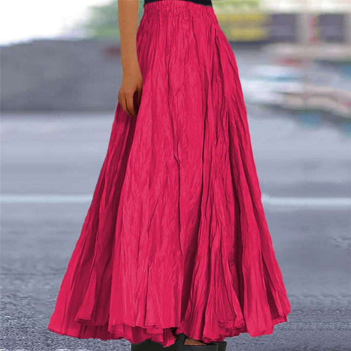 Ondine | Women's Flowy Pleated A-Line Maxi Skirt - Khaki - Image 6