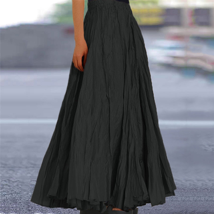 Ondine | Women's Flowy Pleated A-Line Maxi Skirt - Khaki - Image 8
