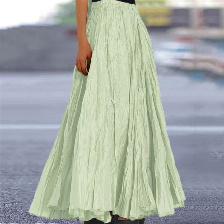 Ondine | Women's Flowy Pleated A-Line Maxi Skirt - Khaki - Image 9
