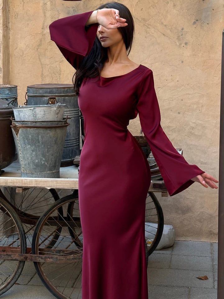 Ophelia | Women's Long Sleeve Fitted Maxi Dress - White - Image 22