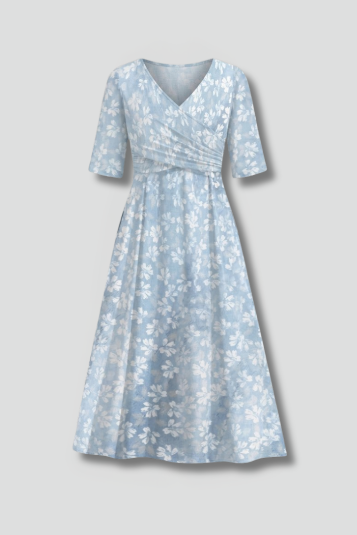 Ophira | Women's Floral Wrap Midi Dress - Floral - Image 1