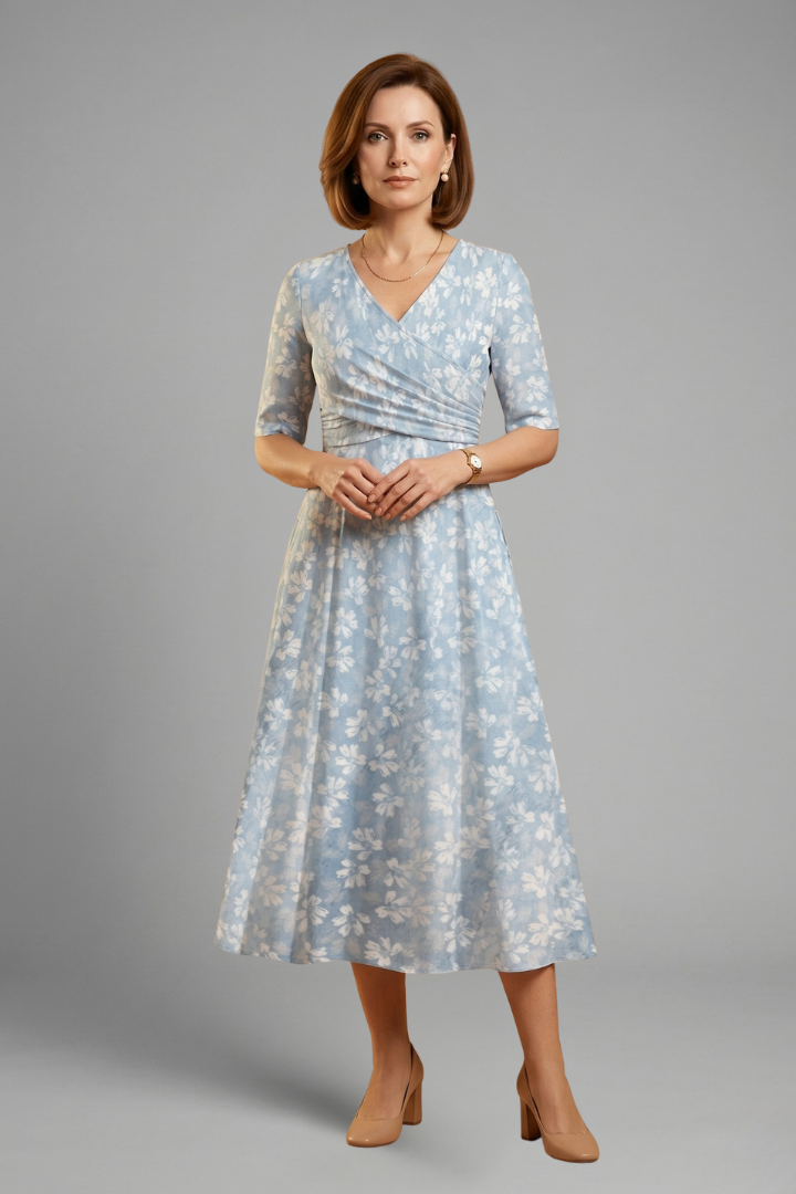 Ophira | Women's Floral Wrap Midi Dress - Floral - Image 2