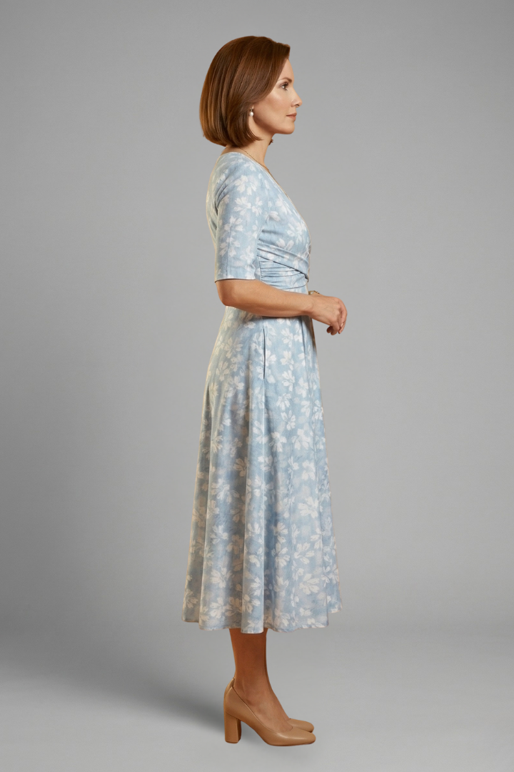 Ophira | Women's Floral Wrap Midi Dress - Floral - Image 3