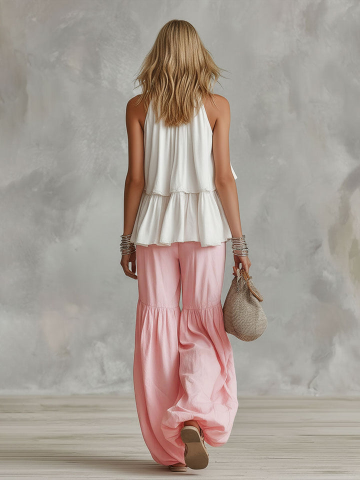 Ophira | Women's Mock Neck Sleeveless Top and Wide Leg Pants Set - Image 2