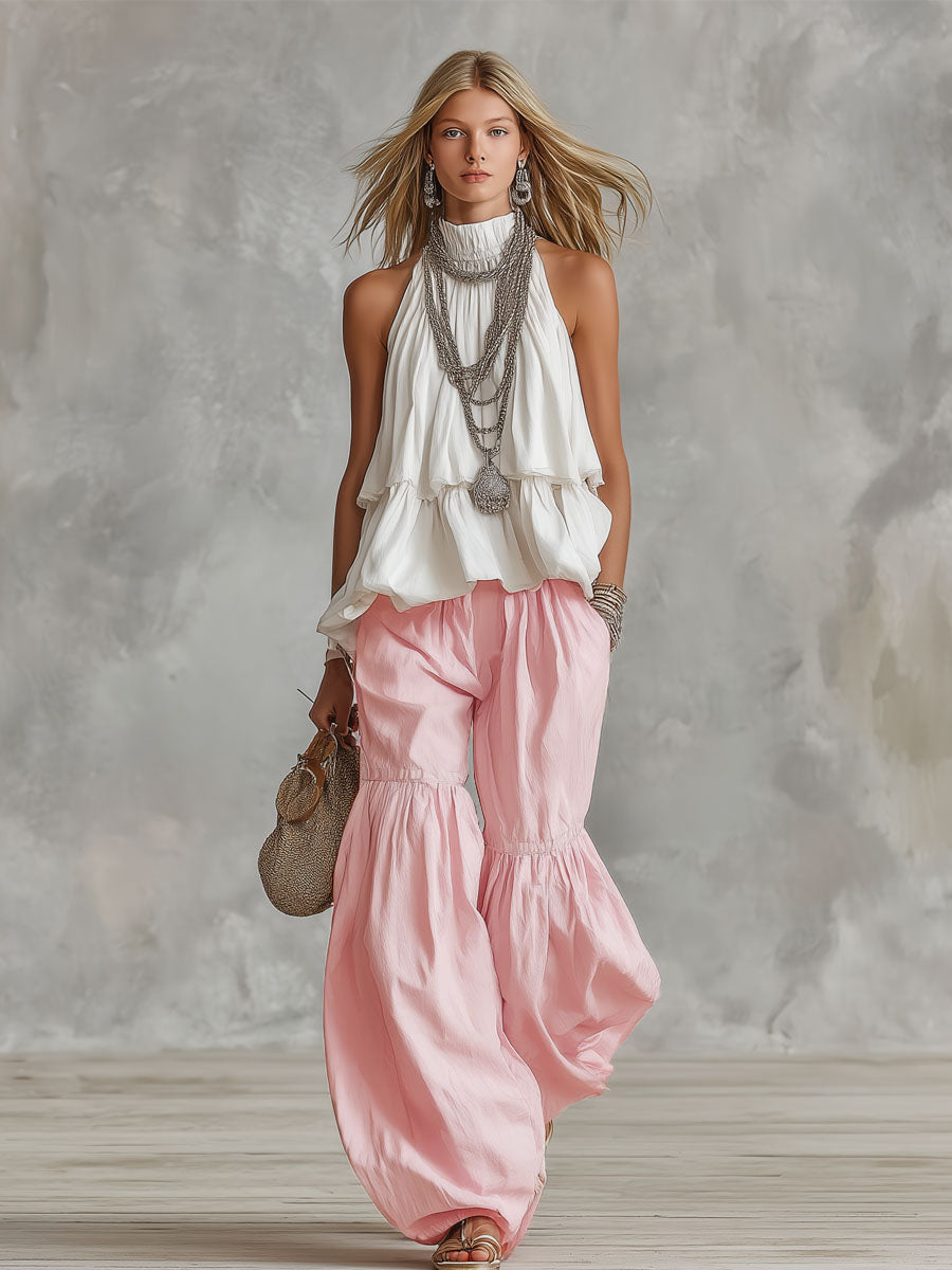 Ophira | Women's Mock Neck Sleeveless Top and Wide Leg Pants Set - Image 5