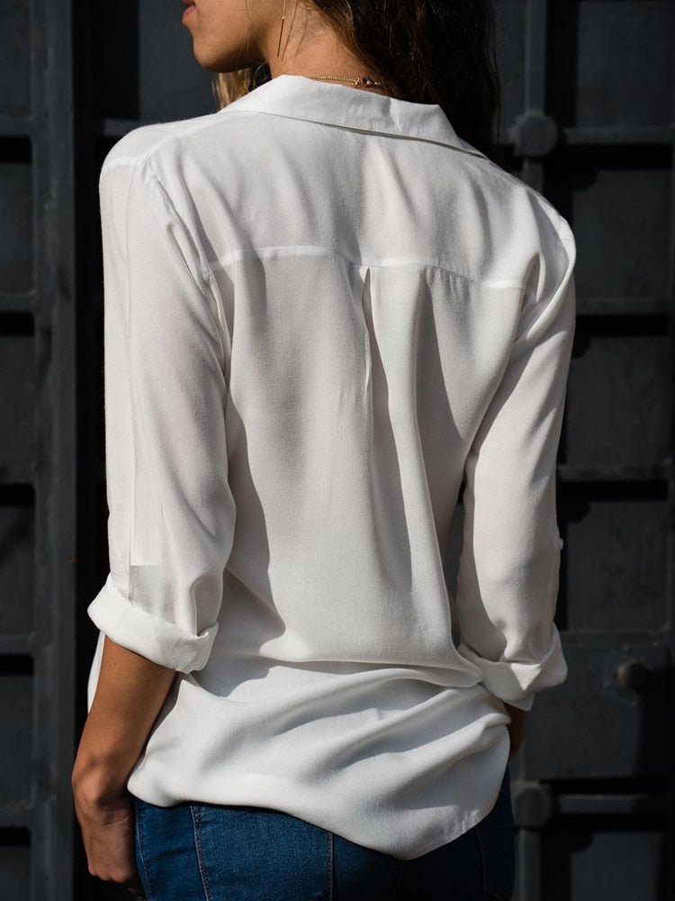 Penelope | Women's Button Down Long Sleeve Shirt - Light Blue - Image 5