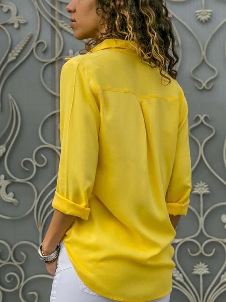 Penelope | Women's Button Down Long Sleeve Shirt - Light Blue - Image 7