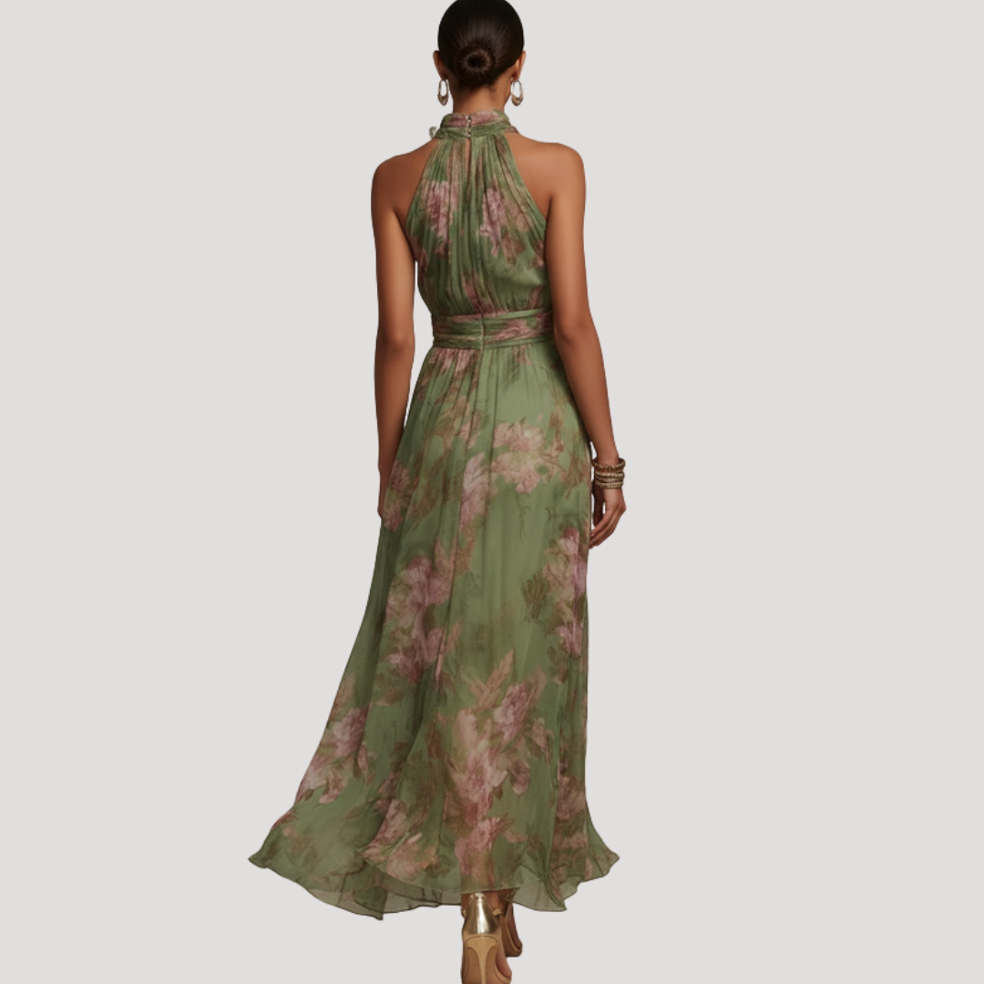 Penelope | Women's Floral Halter Maxi Dress - Floral - Image 2