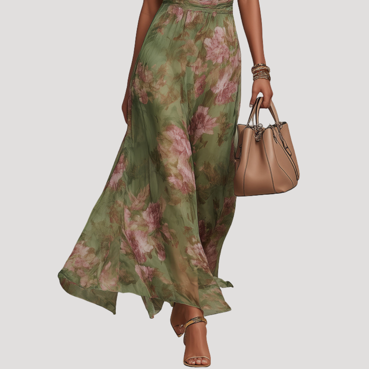 Penelope | Women's Floral Halter Maxi Dress - Floral - Image 4