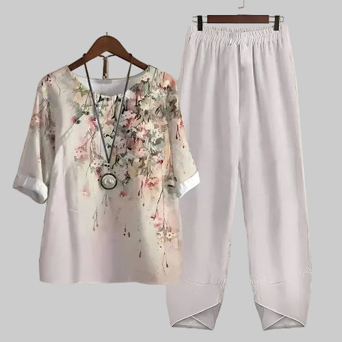 Persephone | Women's Butterfly Print Two Piece Set - Navy - Image 3