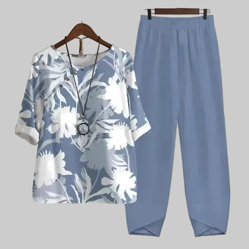 Persephone | Women's Butterfly Print Two Piece Set - Navy - Image 7