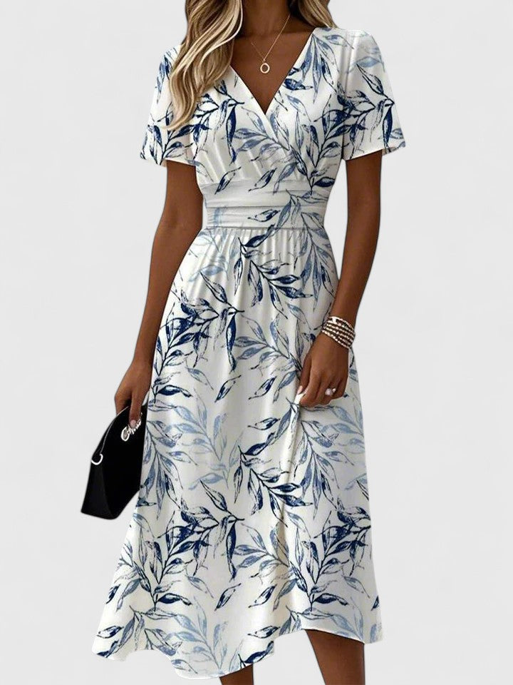 Persephone | Women's Floral V-Neck Midi Wrap Dress - Floral - Image 1