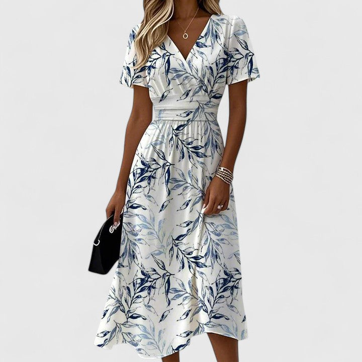 Persephone | Women's Floral V-Neck Midi Wrap Dress - Floral - Image 2