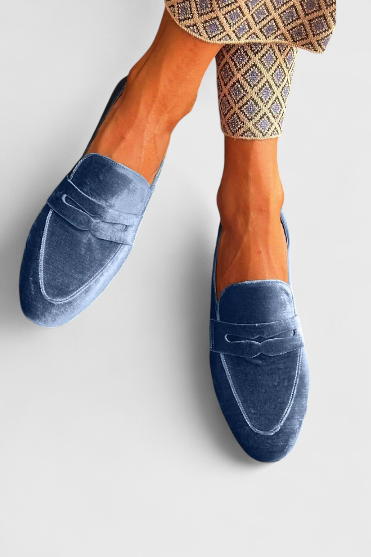 Portia | Women's Blue Slip-On Loafers - Blue - Image 2