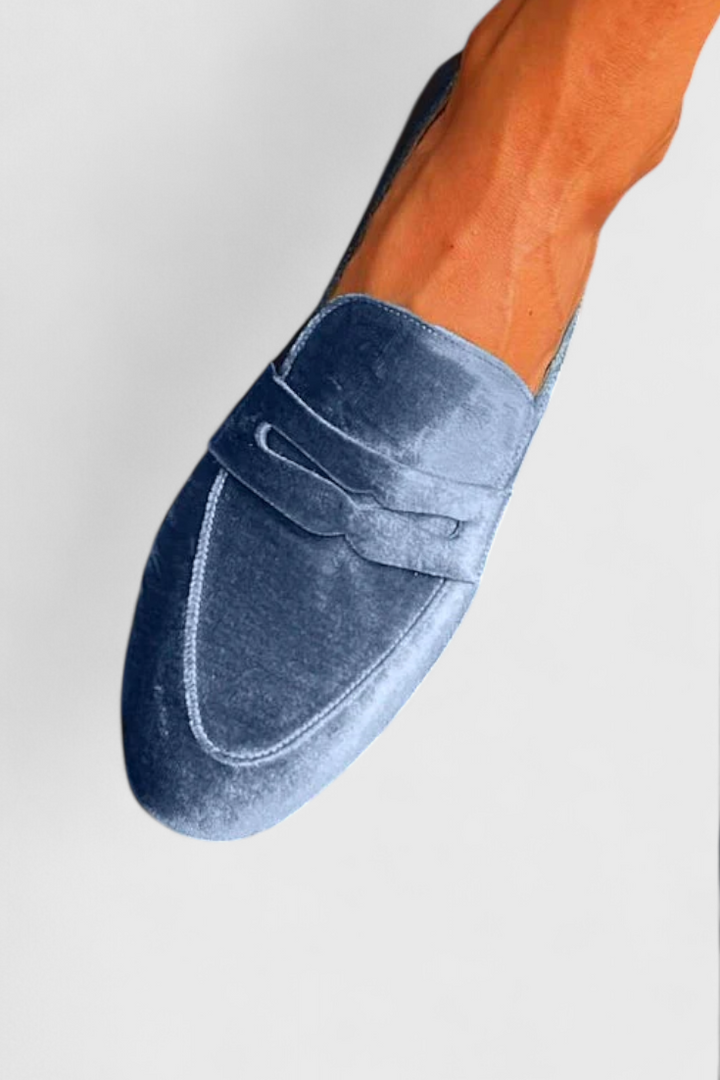 Portia | Women's Blue Slip-On Loafers - Blue - Image 3