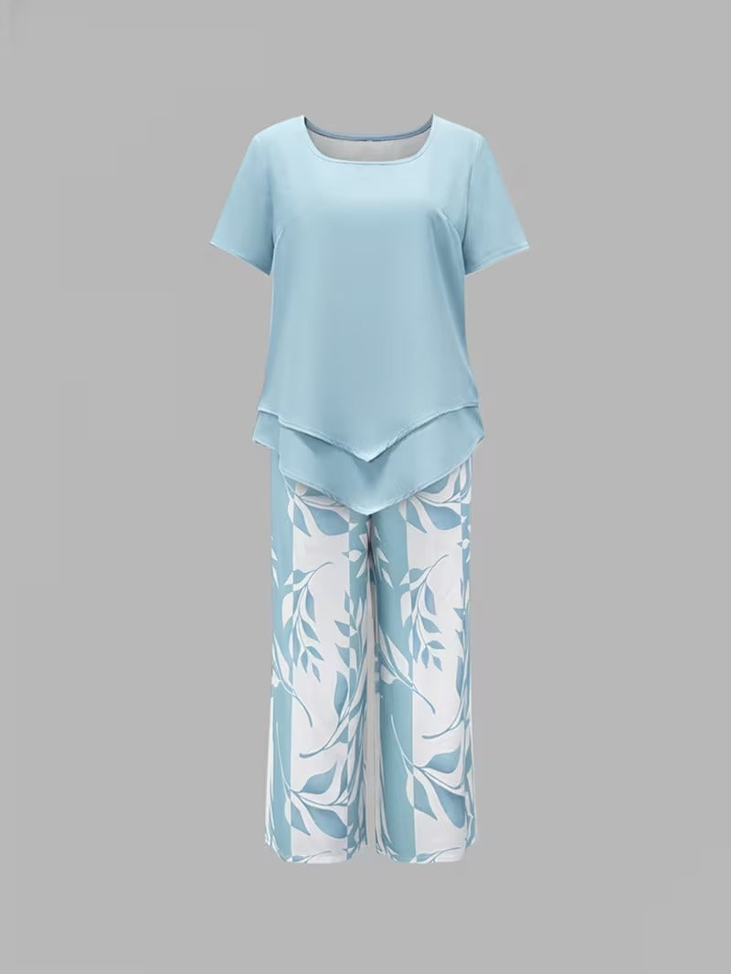 Primrose | Women's Leaf Print Two Piece Set - Green - Image 7