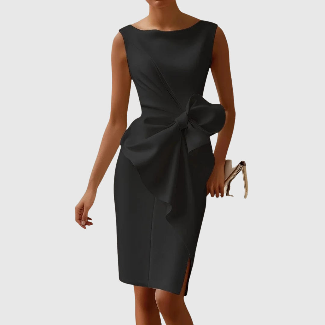 Primrose | Women's Sleeveless Bow Detail Midi Dress - Black - Image 1
