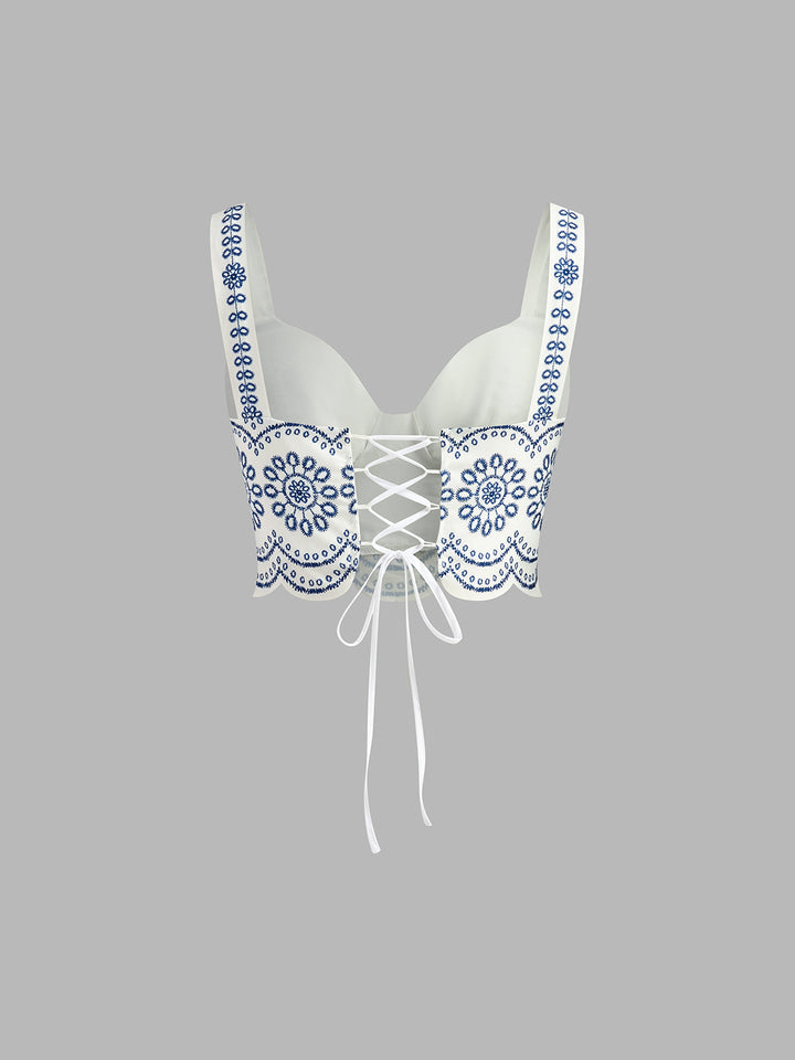 Santorini | Women's Embroidered Crop Top & Maxi Skirt Co-Ord Set
