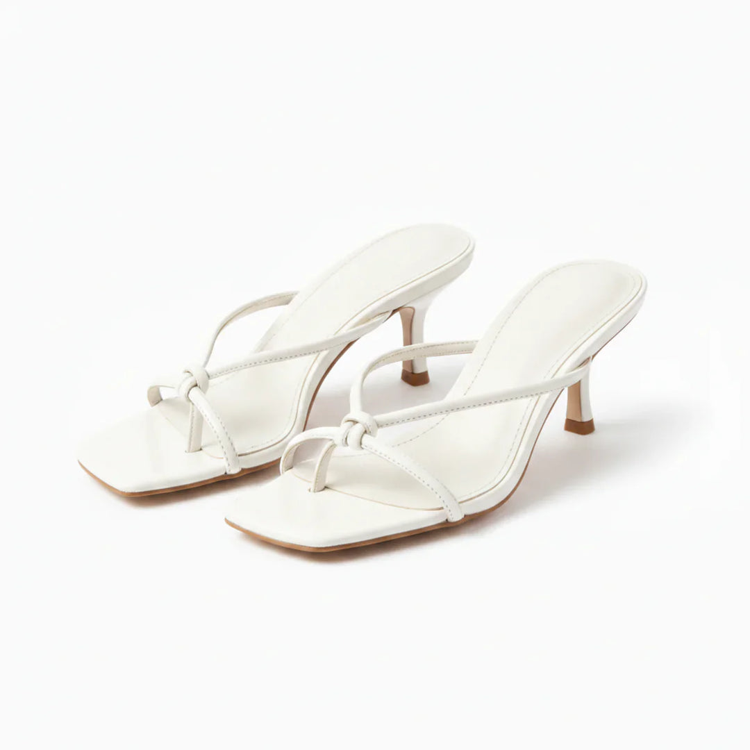 Raven | Women's Strappy Square Toe Block Heel Sandals - White - Image 2