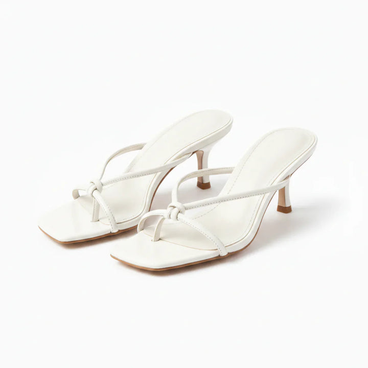 Raven | Women's Strappy Square Toe Block Heel Sandals - White - Image 2