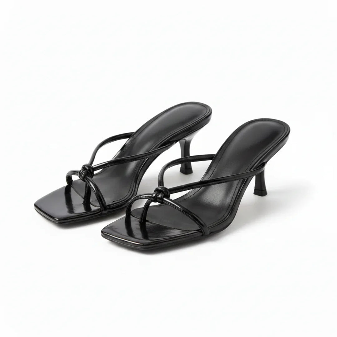 Raven | Women's Strappy Square Toe Block Heel Sandals - White - Image 6
