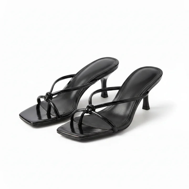Raven | Women's Strappy Square Toe Block Heel Sandals - White - Image 6