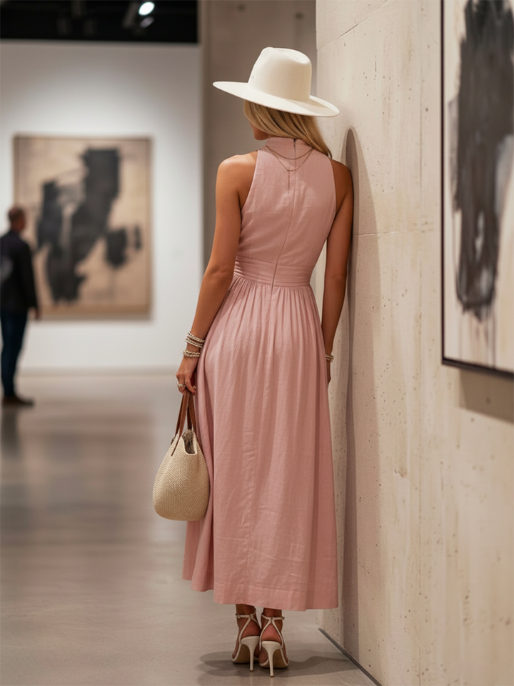 Ravenna | Women's Halter Neck Maxi Dress - Pink - Image 12