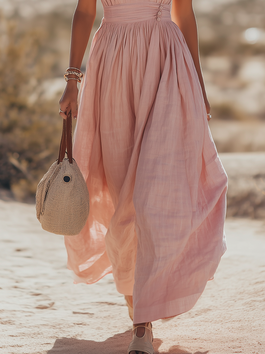 Ravenna | Women's Halter Neck Maxi Dress - Pink - Image 14