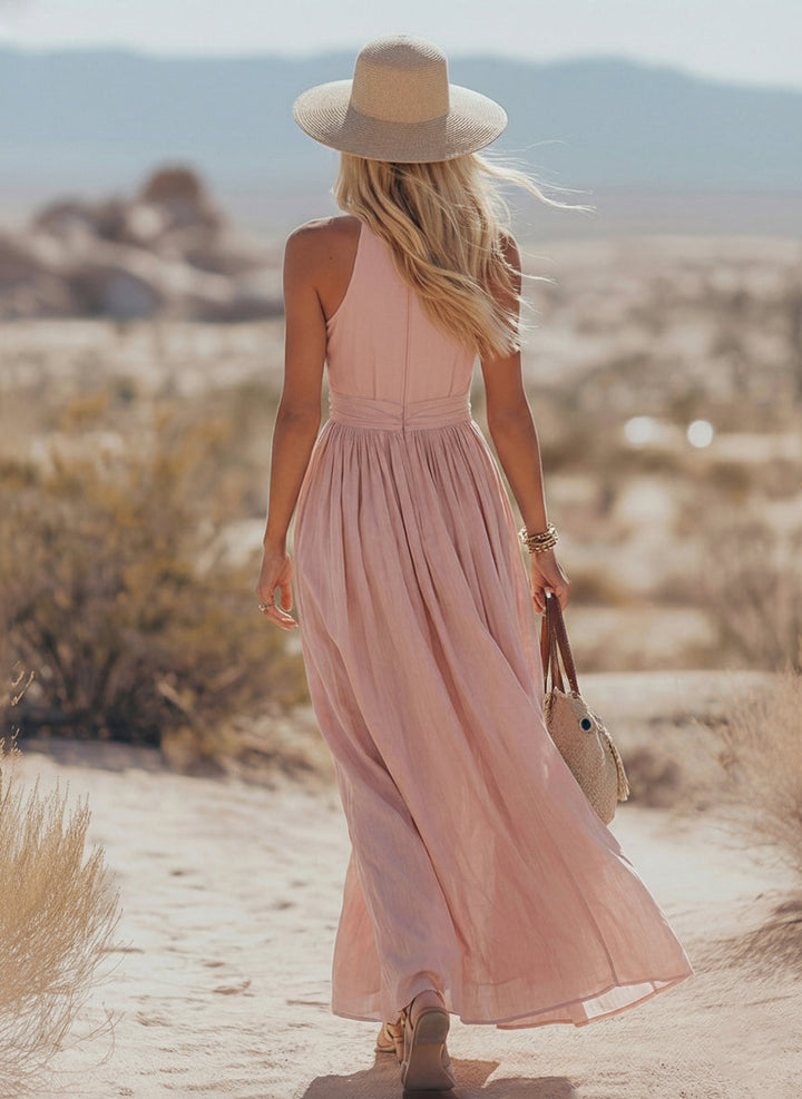 Ravenna | Women's Halter Neck Maxi Dress - Pink - Image 6