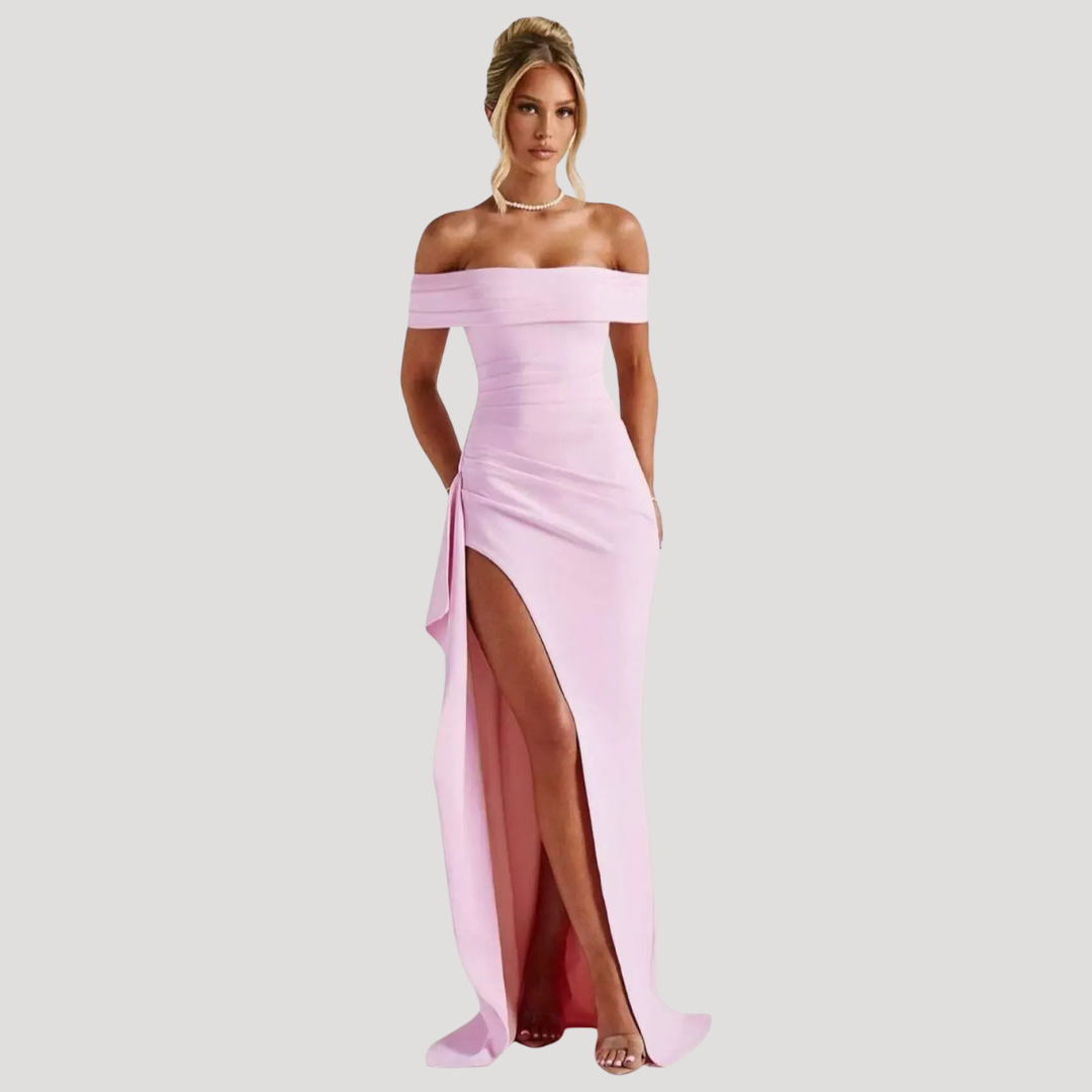 Ravenna | Women's Off Shoulder Fitted Maxi Dress - Black - Image 2