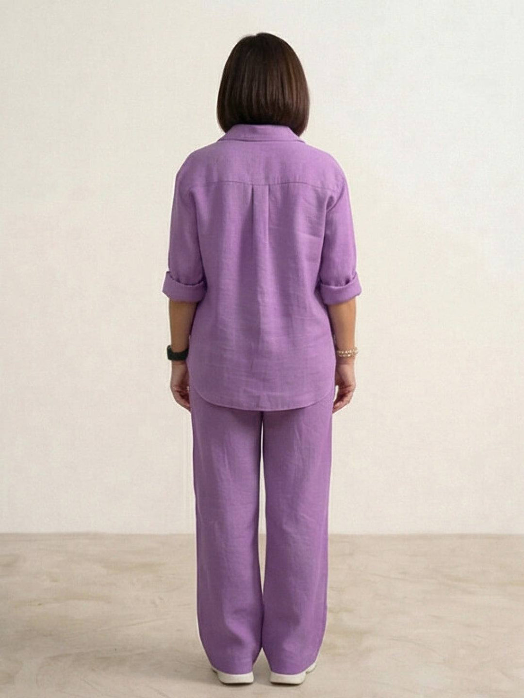 Vivian | Women's Casual Button-Down Shirt and Wide-Leg Pants Set