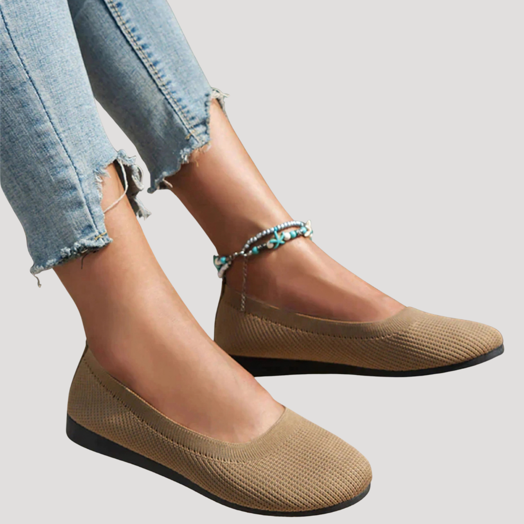 Reyna | Women's Slip-On Ballet Flats with Cushioning - Beige - Image 1