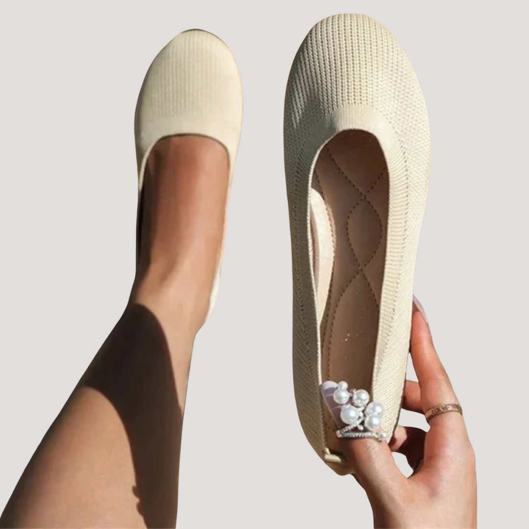 Reyna | Women's Slip-On Ballet Flats with Cushioning - Beige - Image 3